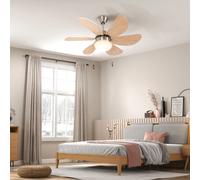 HOMCOM Ventilador de techo con iluminación, lámpara de techo LED 16W con ventilador haya
