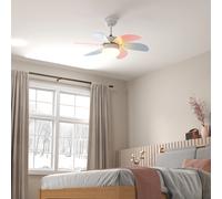 Homcom Ventilador de Techo con Luz 34W 82.5cm Motor DC con 6 Aspas Multicolor