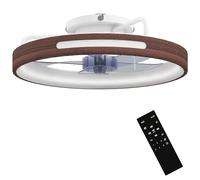 HOMCOM Ventilador de Techo con Luz LED 40 W, Motor DC Reversible, Lámpara Ventilador Techo Silenciosa, Mando a Distancia, 6 Velocidades, 3 Colores, Temporizador, para Salón, Ø49 cm, Teca