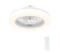 Homcom ventilador de techo con luz led 40 w motor dc reversible lámpara ventilador techo silenciosa con mando a distancia 6 velocidades temporizador para salón dormitorio ø46 cm blanco 46 cm