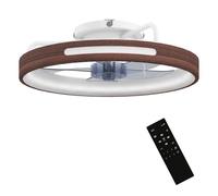 HOMCOM Ventilador de Techo con Luz LED 40 W, Motor DC Reversible, Lámpara Ventilador Techo Silenciosa, Mando a Distancia, 6 Velocidades, 3 Colores, Temporizador, para Salón, Ø49 cm, Teca