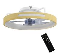 HOMCOM Ventilador de Techo con Luz LED 40 W, Motor DC Reversible, Lámpara Ventilador Techo Silenciosa, Mando a Distancia, 6 Velocidades, 3 Colores, Temporizador, para Salón, Ø49 cm, Natural