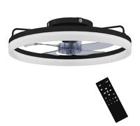 HOMCOM Ventilador de Techo con Luz LED 40 W, Motor DC Reversible, Lámpara Ventilador Techo Silenciosa, Mando a Distancia, 6 Velocidades, 3 Colores, Temporizador, para Salón, Ø50 cm, Negro