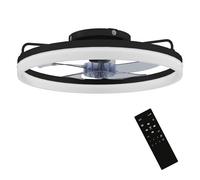 HOMCOM Ventilador de Techo con Luz LED 40 W, Motor DC Reversible, Lámpara Ventilador Techo Silenciosa, Mando a Distancia, 6 Velocidades, 3 Colores, Temporizador, para Salón, Ø50 cm, Negro