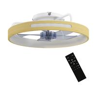 HOMCOM Ventilador de Techo con Luz LED 40 W, Motor DC Reversible, Lámpara Ventilador Techo Silenciosa, Mando a Distancia, 6 Velocidades, 3 Colores, Temporizador, para Salón, Ø49 cm, Natural