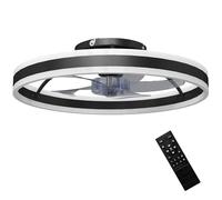 HOMCOM Ventilador de Techo con Luz LED 45 W Motor DC Reversible Lámpara Ventilador Techo Silenciosa con Mando a Distancia 6 Velocidades 3 Colores Temporizador para Salón Dormitorio Ø50 cm Negro