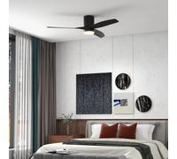 HOMCOM Ventilador de Techo con Luz LED 46W Motor DC Ventilador de Techo Silencioso Ø132 cm con 3 Aspas Reversibles Control Remoto 6 Velocidades para Dormitorio Efecto 10~15 m² Negro