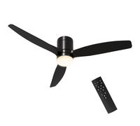 HOMCOM Ventilador de Techo con Luz LED 46W Ventilador de Techo Silencioso Ø132 cm con 3 Aspas Reversibles Control Remoto Negro Aosom España