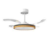 HOMCOM Ventilador de Techo con Luz LED, 80 W, Motor DC Reversible, Lámpara Ventilador Techo Silenciosa, Mando a Distancia, 6 Velocidades, 3 Colores, Temporizador, para Salón, Ø95 cm, Natural