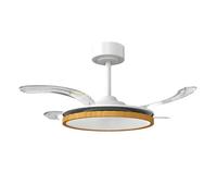 HOMCOM Ventilador de Techo con Luz LED, 80 W, Motor DC Reversible, Lámpara Ventilador Techo Silenciosa, Mando a Distancia, 6 Velocidades, 3 Colores, Temporizador, para Salón, Ø95 cm, Natural