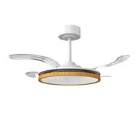 HOMCOM Ventilador de Techo con Luz LED 80 W Motor DC Reversible Mando a Distancia 6 Velocidades Temporizador Ø95 cm Natural Aosom España