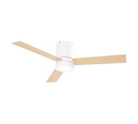 Homcom Ventilador de Techo con Luz y Mando 48W 112cm 3 Aspas Blanco/Madera
