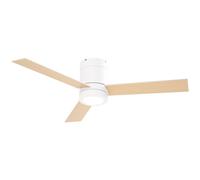 Homcom Ventilador de Techo con Luz y Mando 48W 112cm 3 Aspas Blanco/Madera