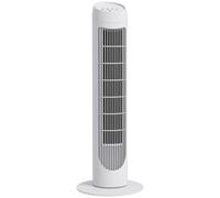 HOMCOM Ventilador de Torre 45W Ventilador Vertical Silencioso con 3 Velocidades Oscilación 70° para Salón Dormitorio Oficina Ø27x75 cm Blanco