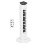 Homcom ventilador de torre 50w con control remoto ventilador silencioso con 3 velocidades temporizador 15h oscilación 85° pantalla led 30x30x78 cm blanco