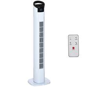 HOMCOM Ventilador de Torre 50W con Mando a Distancia 3 Velocidades Pantalla Temporizador y Oscilante 70° Ø20x78,5 cm Blanco Aosom España