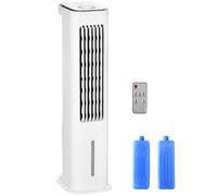 HOMCOM Ventilador de Torre 75W Oscilante Control Remoto Depósito 5L Temporizador 12h Pantalla LED Táctil 23x29x86 cm Blanco Aosom España