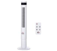 HOMCOM Ventilador de Torre con 3 Modos 3 Velocidades Patalla LED 12H Temporizador Oscilante de 85° con Mando a Distancia Hogar Oficina Alto 110 cm Blanco