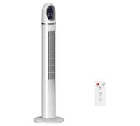 HOMCOM Ventilador de Torre con Control Remoto 3 Velocidades 3 Modos Temporizador 24H Oscilación 70° Pantalla LED Blanco Aosom España