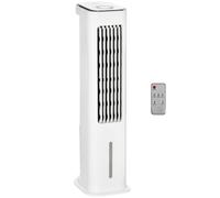 HOMCOM Ventilador de Torre 75W Oscilante Control Remoto Depósito 5L Temporizador 12h Pantalla LED Táctil 23x29x86 cm Blanco Aosom España