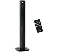 HOMCOM Ventilador de torre con mando a distancia, difusor de aroma, función de temporizador, 3 niveles de ventilación, 45 W, oscilación 70°, color negro, 31,5 x 31,5 x 117 cm