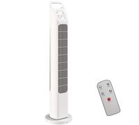 HOMCOM Ventilador de torre con mando a distancia, temporizador de 7,5 horas, ventilador silencioso para dormitorio, Blanco Aosom España