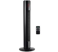HOMCOM Ventilador de torre con mando a distancia, ventilador de columna de 96 cm, ventilador de pie de 45 W con indicador LED, oscilación de 70°, 3 modos, temporizador, 3 velocidades, color negro