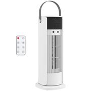 HOMCOM Ventilador de Torre con Niebla, Ventilación de Mesa con 3 Velocidades, Oscilación de 90°, Temporizador de 10H, Motor DC, Control Remoto, Asa, para Dormitorios, Blanco