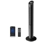 HOMCOM Ventilador de torre de 116 cm con aplicación WiFi y mando a distancia, ventilador de columna silencioso con 6 velocidades, 4 modos, oscilación de 65°, temporizador de 12 horas, pantalla LED,