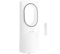 HOMCOM Ventilador de Torre Silencioso 36dB, Ventilador sin Aspas con Mando a Distancia, Oscilación 45°, 3 Velocidades, 3 Modos, Temporizador 15H, para Dormitorio, Blanco