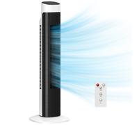 HOMCOM Ventilador de Torre Silencioso con Control Remoto 3 Velocidades 3 Modos Temporizador 7,5H Oscilación 70° Blanco y Negro