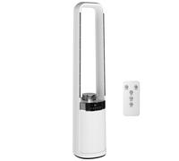 HOMCOM Ventilador de Torre Silencioso sin Aspas con Luces LED de 4 Colores Mando a Distancia Temporizador de 12 horas Blanco