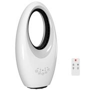 HOMCOM Ventilador de torre sin aspas, ventilador silencioso 36dB con oscilación de 60°, iluminación LED, 3 velocidades, temporizador de 7,5 horas, mando a distancia