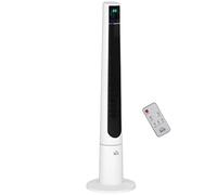 HOMCOM Ventilador de Torre, Ventilador de Pie Silencioso 50W con Control Remoto, 3 Velocidades, 3 Modos, Temporizador 12H, Oscilación 40°, Pantalla LED, para Hogar y Oficina, Blanco