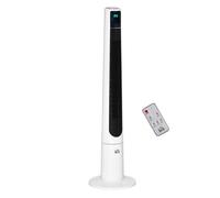 HOMCOM Ventilador de Torre, Ventilador de Pie Silencioso 50W con Control Remoto, 3 Velocidades, 3 Modos, Temporizador 12H, Oscilación 40°, Pantalla LED, para Hogar y Oficina, Blanco
