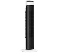 HOMCOM Ventilador de Torre, Ventilador de Pie Silencioso con Control Remoto, 3 Velocidades, 3 Modos, Temporizador 7,5H, Oscilación 70°, Pantalla LED, para Dormitorio, Blanco y Negro