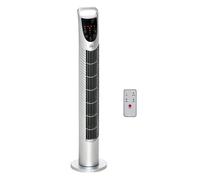HOMCOM Ventilador de Torre Ventilador Vertical 40W con Mando a Distancia 3 Velocidades Temporizador 7,5h Oscilante 70° Ø18x78,5 cm Plata