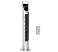 HOMCOM Ventilador de Torre Ventilador Vertical 40W con Mando a Distancia 3 Velocidades Temporizador 7,5h Ø18x78,5 cm Plata