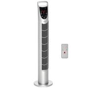 HOMCOM Ventilador de Torre Ventilador Vertical 40W con Mando a Distancia 3 Velocidades Temporizador 7,5h Oscilante 70° Ø18x78,5 cm Plata