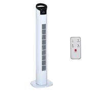 Homcom ventilador de torre ventilador vertical 50w con mando a distancia 3 velocidades pantalla led temporizador 7,5h y oscilante 70° ø20x78,5 cm blanco 78.5 cm