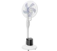 HOMCOM Ventilador Nebulizador 90W Oscilación de 70° 3 Velocidades 5 Aspas Depósito de Agua de 3,5L 5 Ruedas Blanco