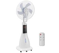 HOMCOM Ventilador Nebulizador 90W Oscilación de 75° 3 Velocidades 5 Aspas Depósito de Agua de 3L 5 Ruedas Control Remoto