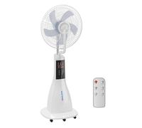 HOMCOM Ventilador Nebulizador, 90W, Ventilador con Agua, Oscilación 75°, 3 Velocidades, 5 Aspas, 3 Modos, Depósito de Agua 3L, Temporizador 7,5h, Control Remoto, 5 Ruedas, para Hogar, Oficina, Blanco
