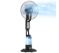 HOMCOM Ventilador nebulizador con depósito de 3 l, 3 velocidades y oscilación de 75°, ventilador de pie con nebulización ajustable, ruedas, 90 W, diámetro 50 cm, altura 125 cm, negro