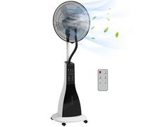 HOMCOM Ventilador Nebulizador de 3 Velocidades con Temporizador 3 Modos y Ruedas Depósito 3L 44,5x38,5x120 cm Negro y Blanco
