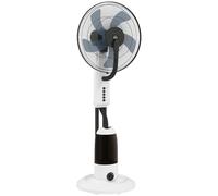 HOMCOM Ventilador Nebulizador Oscilante 90 W Tanque 2,8L 3 Velocidades 5 Aspas y Ruedas Ø44,5x120 cm Blanco