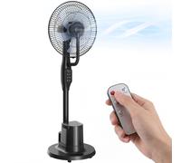 HOMCOM Ventilador nebulizador silencioso 90 W ventilador de pie 128 cm oscilación 70° 3 velocidades 3 modos temporizador negro