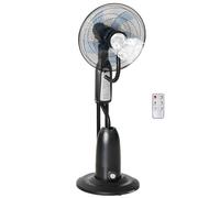 HOMCOM Ventilador Nebulizador Ventilador con Agua Oscilante 90W Control Remoto 3 Modos 3 Velocidades Temporizador Ø44,5x120 cm Negro Aosom España