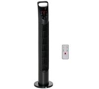 HOMCOM Ventilador Torre con Mando a Distancia 3 Niveles de Velocidad de Expulsión de Aire Temporizador hasta 7.5h Negro 18x78.5cm Aosom España