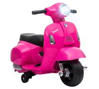 HOMCOM Vespa 6V con Licencia, Moto eléctrica para niños con Faro, Rosa | Moto eléctrica, ruedas de entrenamiento extraíbles, 3 km/h, máx. 25 kg, para edades 18-36 meses